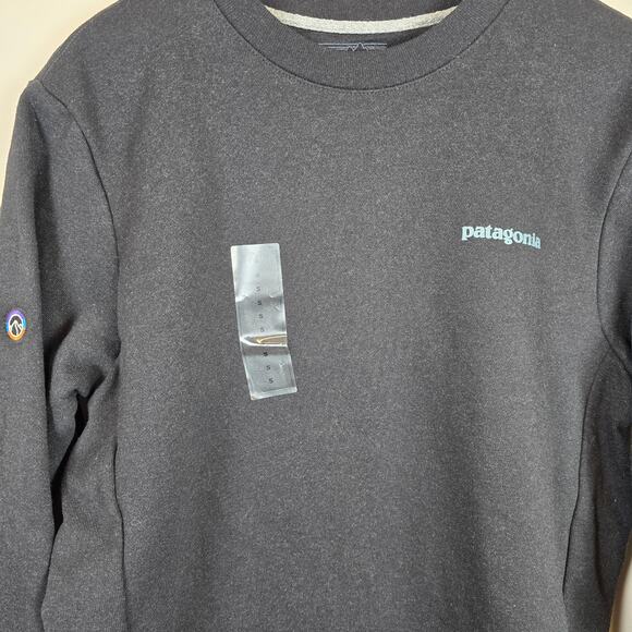 Patagonia Fitz Roy Icon Uprisal Crew Sweatshirt Unisex Sz Womens M/Mens S Black - Picture 2 of 4